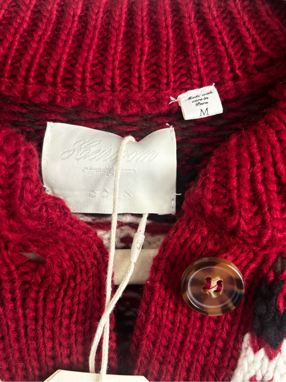 NWT DÔEN Heirloom Clarke Cardigan Burgundy Fair Isle Merino Alpaca M - Picture 6 of 12